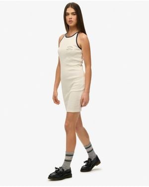 Superdry Athletic Essentials Ribbed Tank Dress - White