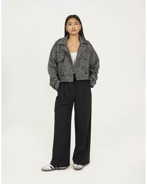 Brave Soul Faux Wool Double Breasted Jacket - Black