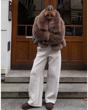 Bershka Furry Jacket With Lapel - Multicolour