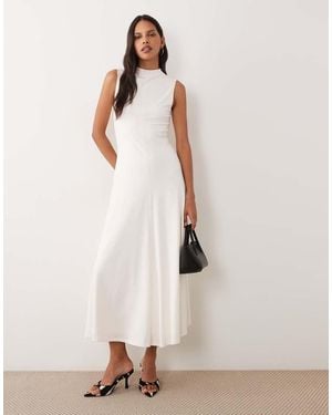 Abercrombie & Fitch Slinky Mock Neck Maxi Dress - Natural