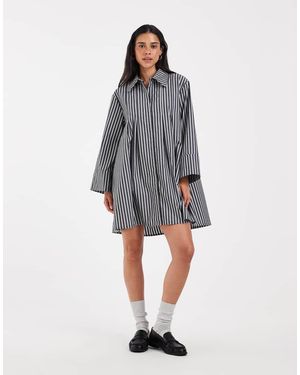 Muse Assembly Fiona Shirt Mini Dress - Grey