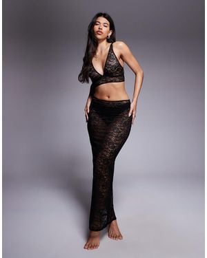 Bluebella Fallon Lace Long Skirt - Blue