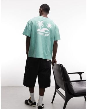 Parlez Short Sleeve Cape Oversized T-shirt With Beach Back Graphic - Green