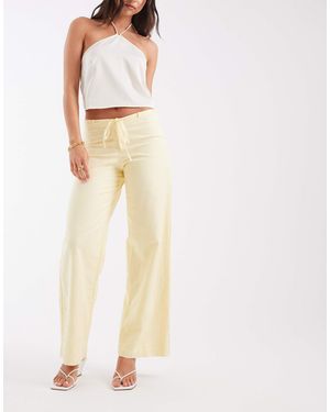 Motel Cursia Wide Leg Side Tie Pants - Natural