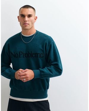 No Problemo Sweatshirt aus 100 % baumwolle mit umgekehrtem fleece und großem logo vorn - Blau