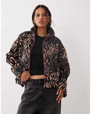 Brave Soul Zip Up Fleece With Contrasting Zip - Black