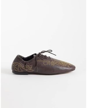 Bronx Jazz-ette Ballet Lace Up Shoes With Studding - Brown