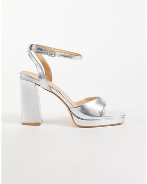 SEQWL Platform Block Heeled Sandal - White