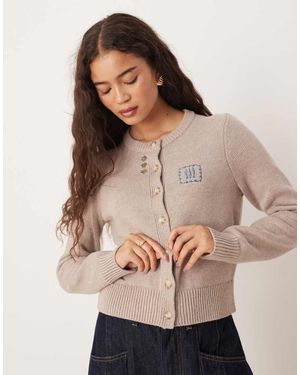 Abercrombie & Fitch Cárdigan Con Diseño Encogido Y Detalles Estampados De -Neutro