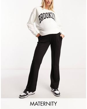 Mama.licious Mamalicious Maternity Over The Bump Wide Leg Pants With Pin Tucks - White