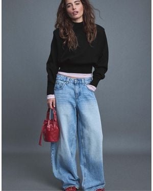 Stradivarius Strickpullover mit gepolsterten schultern - Blau