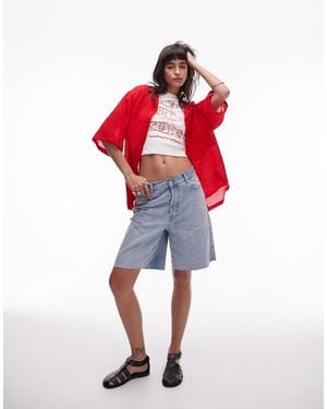 TOPSHOP Jorts Ampi Lavaggio Candeggiato - Rosso