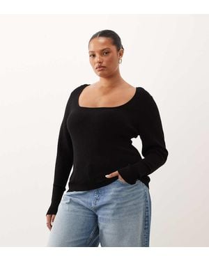 ASOS Asos Design Curve Top Met Structuur En Lage Ronde Hals - Zwart