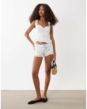 Wild Lovers Paulette Floral Embroidered Bloomer Shorts - White