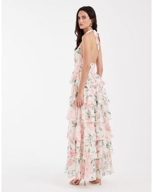 Vero Moda Felicia Halter Neck Tiered Maxi Dress - White