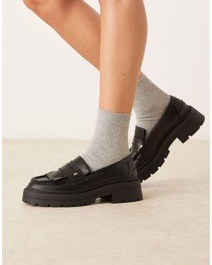 ASOS Monty Chunky Fringe Detail Loafers - Natural