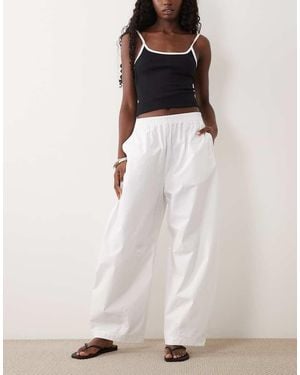 ARKET Drawstring Cotton Poplin Trousers - White