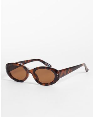 Gina Tricot Angled Oval Sunglasses - Brown
