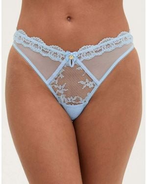 Boux Avenue Veronique Lace Thong Floral Lace High Leg Underwear - Blue