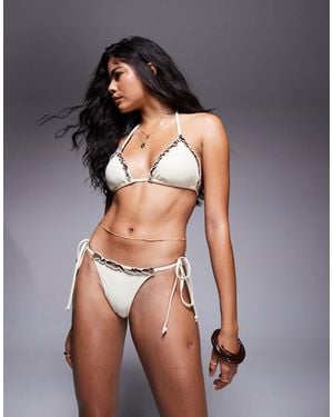Moda Minx Tie Side Bikini Bottom With Ruffle Detailing - Gray