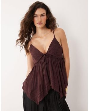 Miss Selfridge Hanky Hem Cami Top - Purple