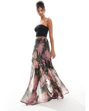 ASOS Ruffle Spilt Maxi Skirt - Multicolour