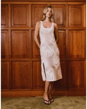 House Of Sunny Appliquéd Sea Shells Midi Dress - White