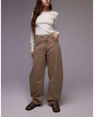 TOPSHOP Vaqueros De Talle Medio Y Corte Barrel De -Neutro - Marrón
