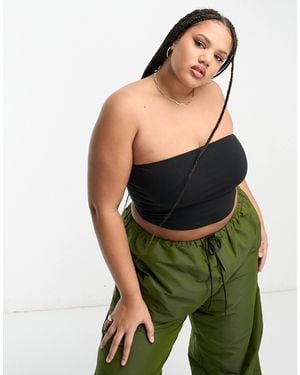 Collusion Plus Jersey Double Lined Bandeau Top - Black