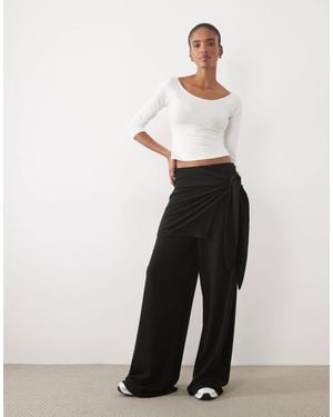 ASOS Asos design tall superweiche hose mit weitem bein und seitlicher bindung - Weiß
