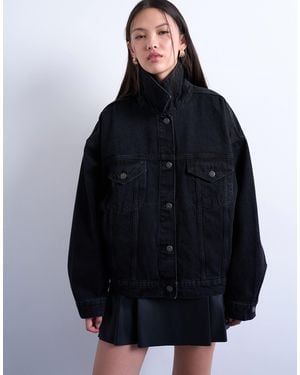 TOPSHOP Denim Balloon Sleeve Oversized Jacket - Blue