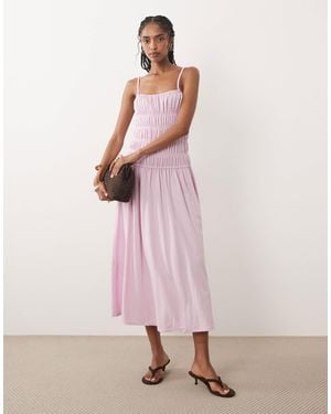 Mango – gerafftes maxikleid - Pink