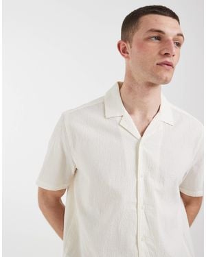 Blend Cotton-rich Open Collar Regular Fit Shirt - White