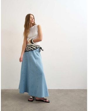 TOPSHOP Denim Seamed Circle Skirt - Blue