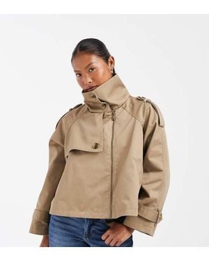 ASOS Asos Design Petite Funnel Cropped Cape Trench Coat - Natural
