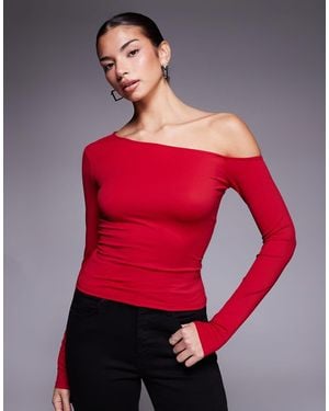 GOOD AMERICAN Weightless One-shoulder Top - Red