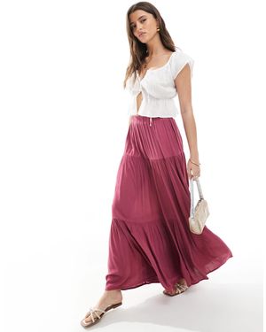 Stradivarius Boho Maxi Skirt - Red
