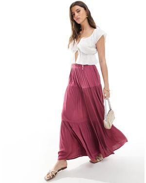 Stradivarius – maxi-boho-rock - Rot