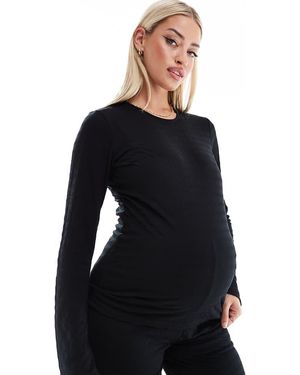 Mama.licious Mamalicious Maternity Textured Flared Sleeve Top - Black