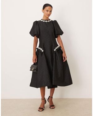 Sister Jane Dream Viola Jacquard Midi Dress - Black