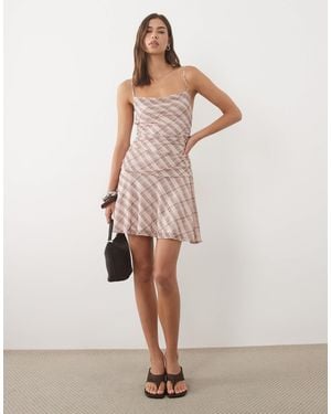 Mango Square Neck Strappy Mini Dress - Natural