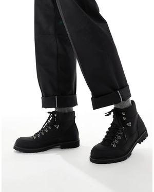 SEQWL Botas Negras Con Cordones De - Negro