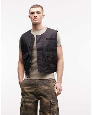 Alpha Industries Gilet With Side Tie Up Detail - Grey