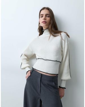 ASOS Rippstrickpullover mit kontrastierenden abschlüssen - Grau