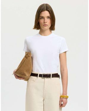 SELECTED Camiseta Con Cuello Redondo De - Blanco