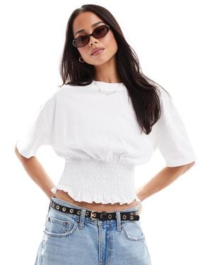 Stradivarius Str Ruched Waist T-shirt - White