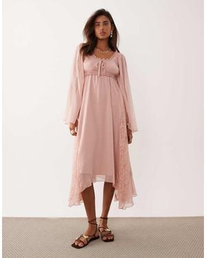 Miss Selfridge Chiffon Boho Maxi Dress - Pink