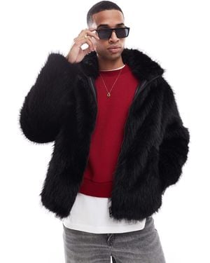 Bershka – jacke aus kunstpelz - Schwarz