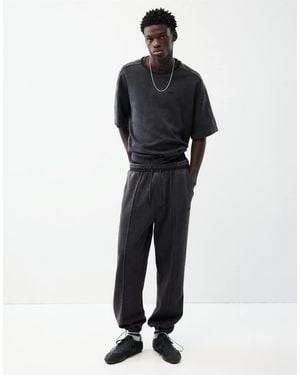 Pull&Bear Washed-Effect Jogger Trousers - Black
