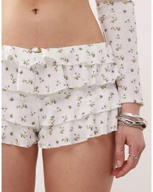 Collusion Textured Floral Micro Short Bloomer - White